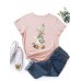 Women Cartoon Little Girl Graphic Print Multicolor Short Sleeve Casual T  Shirt